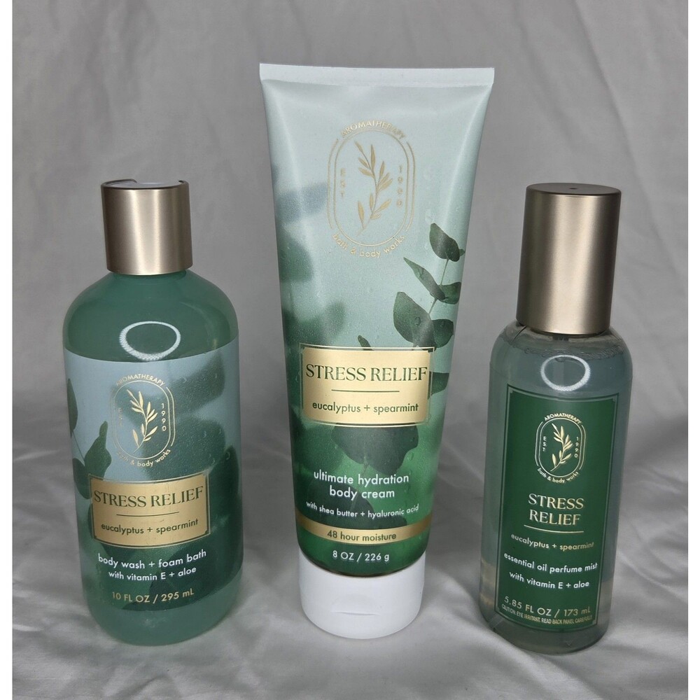 Bath Body Works STRESS RELIEF EUCALYPTUS SPEARMINT Body Wash Cream Perfume Mist